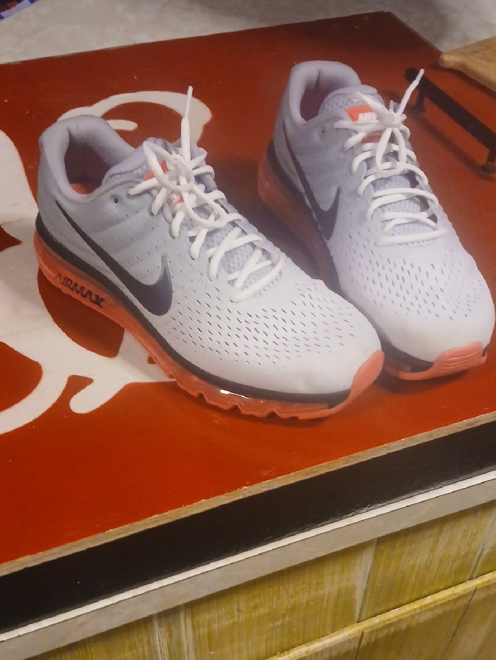 Nike Men’s Air Max White Black Coral Athletic Shoes